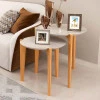 Conjunto de Mesa Lateral Florida 50cm e 60cm Lukaliam Off White/Freijo
