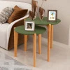 Conjunto de Mesa Lateral Florida 50cm e 60cm Lukaliam Verde Floresta/Freijo