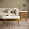Conjunto Mesa Lateral e Mesa de Centro Prism Patrimar Branco
