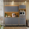 Cozinha Completa 200cm 11 Portas 2 Gaveta Bahamas Lukaliam Tauari/Cinza