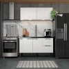 Cozinha Completa de Madeira Gabinete Para Pia 150cm e Armário Aéreo Cisne Cozimax Branco