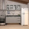 Cozinha Completa Gabinete Para Pia 150cm e Armário Aéreo Portas Vidro Júpiter Cozimax Cinza Argila