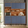 Cozinha Completa 180x200cm Com Adega 7 Portas 2 Gavetas Viena Lukaliam Jequitiba/Azul