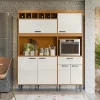 Cozinha Completa 160cm Adega 6 Portas 1 Gaveta Dakota Lukaliam Tauari/Off White