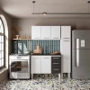 Cozinha Completa de Aço Gabinete Para Pia 120cm com Aéreo e Paneleiro Vênus Cozimax Branco/Preto