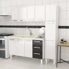 Cozinha Completa de Aço Gabinete Para Pia 140cm com Aéreo e Paneleiro Vênus Cozimax Branco/Preto