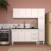 Cozinha Completa de Aço Gabinete Para Pia 150cm com Aéreo e Paneleiro Vênus Cozimax Branco