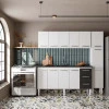 Cozinha de Aço Gabinete Para Pia 180cm com Armário Aéreo Vênus Cozimax Branco/Preto