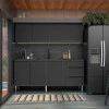 Cozinha Completa Gabinete Para Pia e Armário Aéreo Gaia 200cm Cozimax Preto
