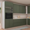 Módulo Torre Quente 208x70x56cm Micro-Ondas Forno 100% MDF Cozinha Provence Robel Branco/Salvia Matte