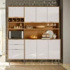 Cozinha Completa 180cm 8 Portas 2 Gaveta Viena Lukaliam Tauari/Off White