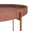 Mesa de Centro Redonda Couro Sintético 60x60x32 Decor Patrimar Marrom