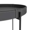 Mesa de Centro Redonda Couro Sintético 60x60x32 Decor Patrimar Preto