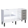 Gabinete de Aço Para Pia 160cm 3 Portas Juno/Apolo 4 Gavetas Cozimax Cinza Argila