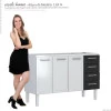 Gabinete de Pia 140 Apolo Flat 4G Cozimax Branco/Preto 