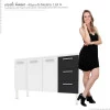 Gabinete de Pia 140 Apolo Flat 3G Cozimax Branco/Preto