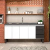 Gabinete de Aço Para Pia 200cm 4 Portas 3 Gavetas Netuno Cozimax Branco/Preto