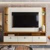 Estante Home Para TV 70 Polegadas 207cm Bilbao Lukaliam Freijo/Off White Perolizado