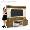 Estante Home Para TV 60 Polegadas Bless 1.8 Com LED Lukaliam Canela/Off White