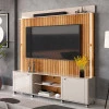 Estante Home Rack Painel Para TV 75 Pol 183cm Florença Lukaliam Off White/Freijo Ripado 3D