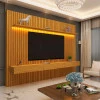 Home Ripado Para TV 75 Polegadas Com LED 230x217 Nobre Clean Gelius Naturale Ripado/Naturale