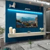 Home Ripado Para TV 85 Polegadas Com LED 230x250 Nobre Gelius Azul/Off White