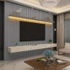 Home Ripado Para TV 85 Polegadas Com LED 230x250 Nobre Gelius Cinza/Off White