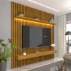 Home Painel Ripado 3D Para TV 70 Polegadas 180 x 250 Com LED Requinte Gelius Naturale