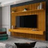 Home Painel Ripado 3D Para TV 75 Polegadas 224 x 220 Requinte Clean Gelius Naturale