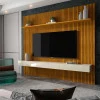 Home Painel Ripado 3D Para TV 75 Polegadas 224 x 220 Requinte Clean Gelius Naturale/Off White