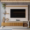 Estante Home Para TV 70 Polegadas 210cm Istambul Lukaliam Off White Perolizado/Freijo