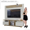 Home Sala Para TV Até 60 Pol Zafira Lukaliam Off White/Canela