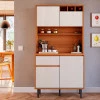Kit Cozinha Pequena Completa 90x180cm Adega 4 Portas 1 Gaveta Soft Lukaliam Jequitiba/Areia