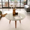Mesa de Centro Retrô Pés Palito Luna 59 x 59 x 32 Patrimar Off White