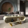 Mesa de Centro Design Exclusivo Nobre Pés de Ferro Gelius Off White