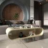Mesa de Centro Design Exclusivo Nobre Pés de Vidro Gelius Off White
