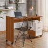 Mesa Para Escritório Estudos 2 Gavetas 138cm Alessa M1 Lukaliam Jequitiba/Off White