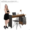 Mesa Para Escritório Estudos 2 Gavetas 138cm Alessa M1 Lukaliam Amêndoa/Chumbo