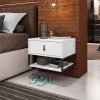 Mesa de Cabeceira Suspensa 1 Gaveta 45cm Sigma Casa D Branco