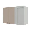 Módulo Armário Aéreo Canto Reto 68x100x34cm 100% MDF Cozinha Provence Robel Branco/Fendi Matte