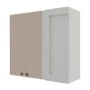 Módulo Armário Aéreo Canto Reto 88x100x34cm 100% MDF Cozinha Provence Robel Branco/Fendi Matte