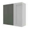 Módulo Armário Aéreo Canto Reto 88x100x34cm 100% MDF Cozinha Provence Robel Branco/Salvia Matte