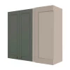 Módulo Armário Aéreo Canto Reto 88x100x34cm 100% MDF Cozinha Provence Robel Fendi/Salvia Matte