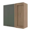 Módulo Armário Aéreo Canto Reto 88x100x34cm 100% MDF Cozinha Provence Robel Hanover/Salvia Matte