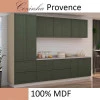 Módulo Paneleiro 172x70x56cm 2 Portas 2 Gavetas 100% MDF Cozinha Provence Robel Fendi/Salvia Matte