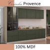 Módulo Paneleiro 172x70x56cm 2G 2P Vidro Reflecta Cozinha Provence Robel Fendi/Salvia Matte