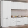 Módulo Paneleiro 208x70x56cm 4 Portas 100% MDF Cozinha Provence Robel Branco/Branco Matte