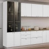Módulo Paneleiro 208x70x56cm 4P Com Vidro Reflecta Cozinha Provence Robel Branco/Branco Matte
