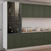 Módulo Paneleiro 208x70x56cm 4P Com Vidro Reflecta Cozinha Provence Robel Branco/Salvia Matte