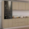 Módulo Paneleiro 208x70x56cm 4P Com Vidro Reflecta Cozinha Provence Robel Fendi/Fendi Matte